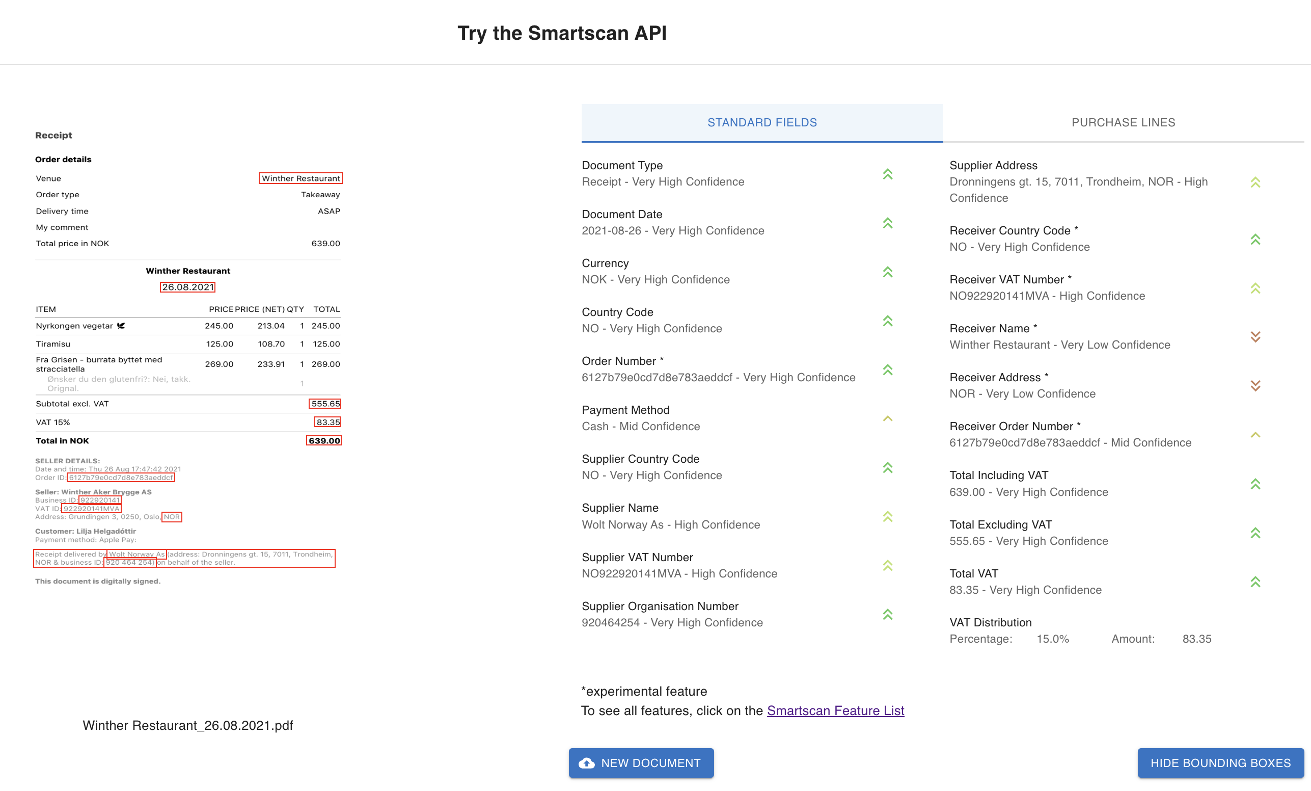 Smartscan - invoice with fields